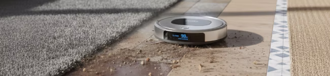 Robot aspirador atravesando diferentes tipos de suelo